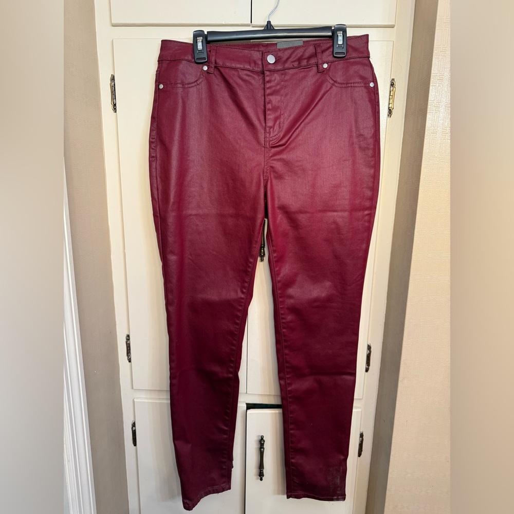 Faux Red Leather Cache jeans